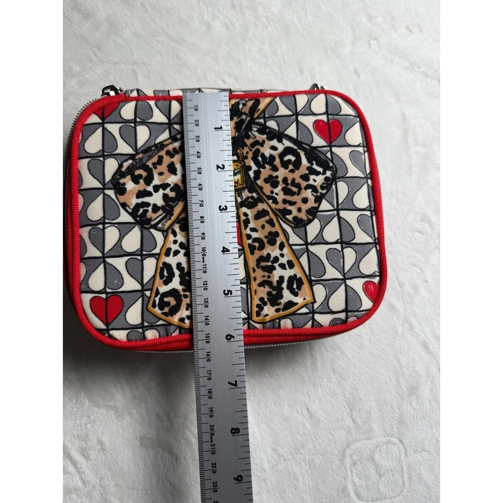 Brighton Jewelry Organizer Travel Case Leopard Bow Heart Cat Print Multi Color